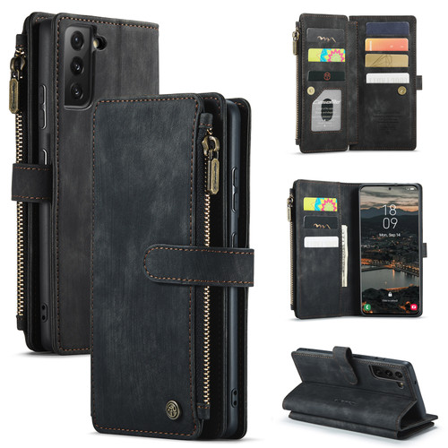 Samsung Galaxy S22 5G CaseMe C30 Multifunctional Phone Leather Case with Holder & Card Slot & Wallet - Black